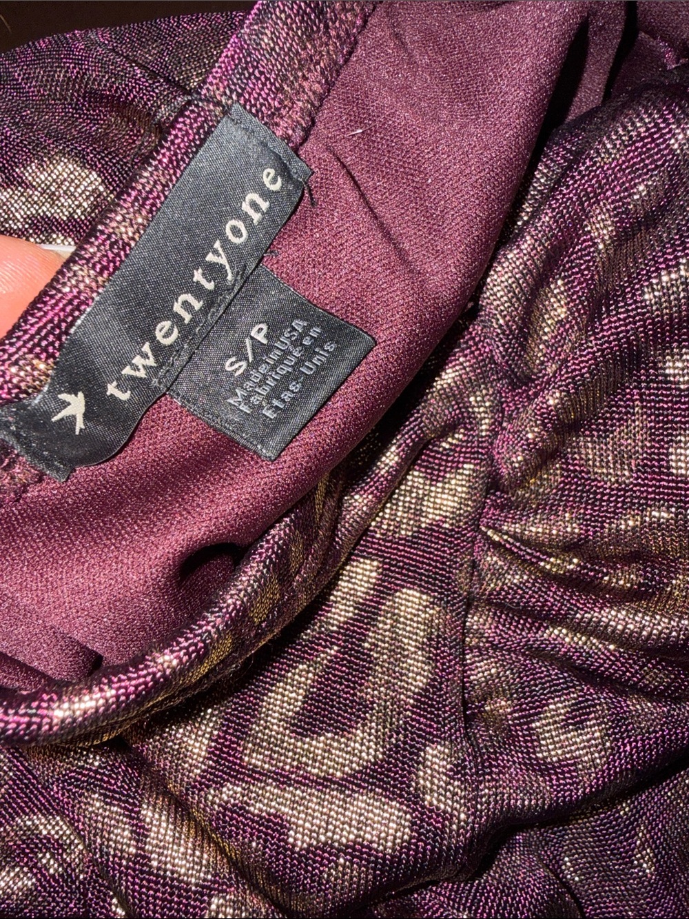 Maroon/gold Metallic Leopard Print Strapless top - Picture 4 of 4